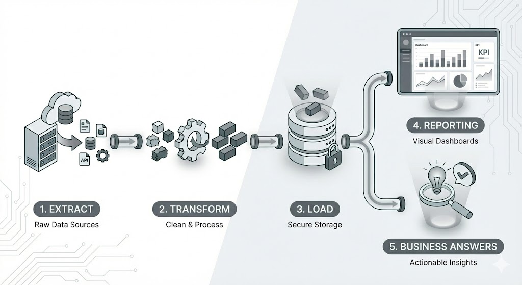 Diagram showing manual chaos versus organized AI automation